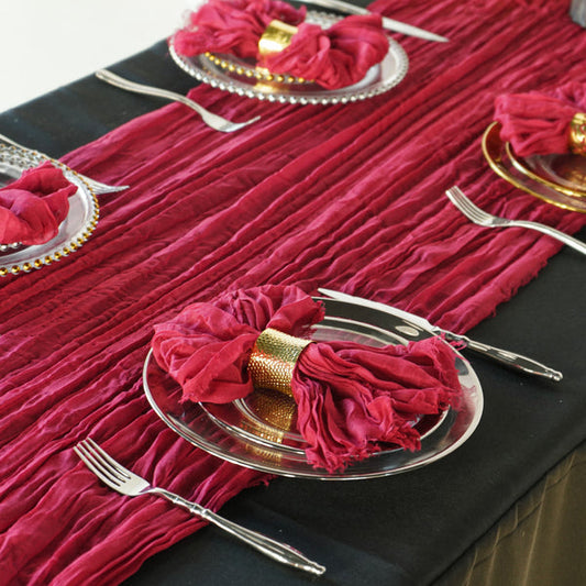 Set of 10 Cheesecloth Gauze Linen Napkin 20"x20" - Burgundy