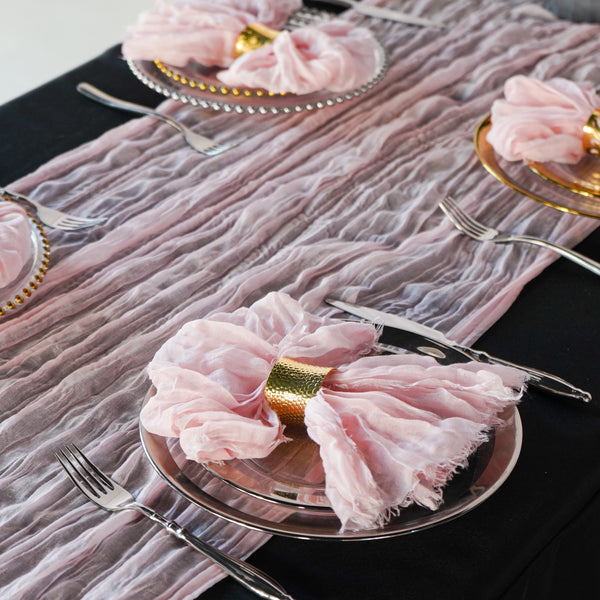 Premium Cheesecloth Table Runner 16FT x 25" - Blush/Rose Gold