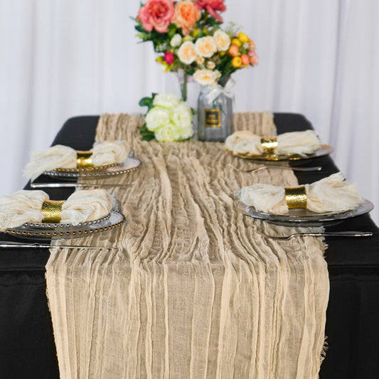 Premium Cheesecloth Table Runner 16FT x 25" - Champagne
