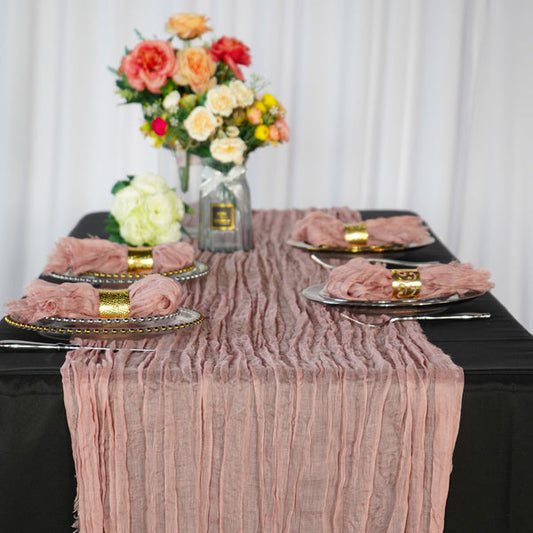 Premium Cheesecloth Table Runner 16FT x 25" - Dusty Rose/Mauve