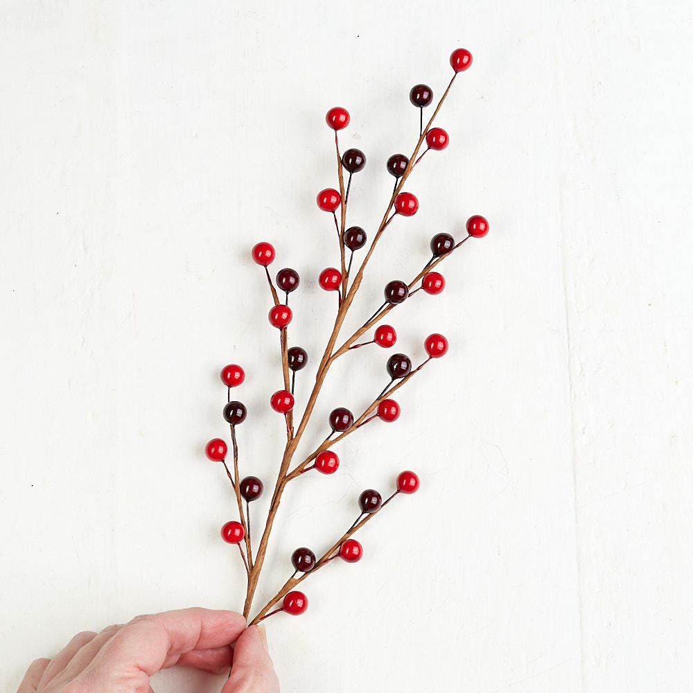 Red and Burgundy Artificial Berry Sprays (Package of 12 pieces)