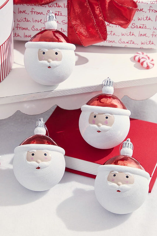Set of 4 - 3.5" Santa Claus Ball Ornament