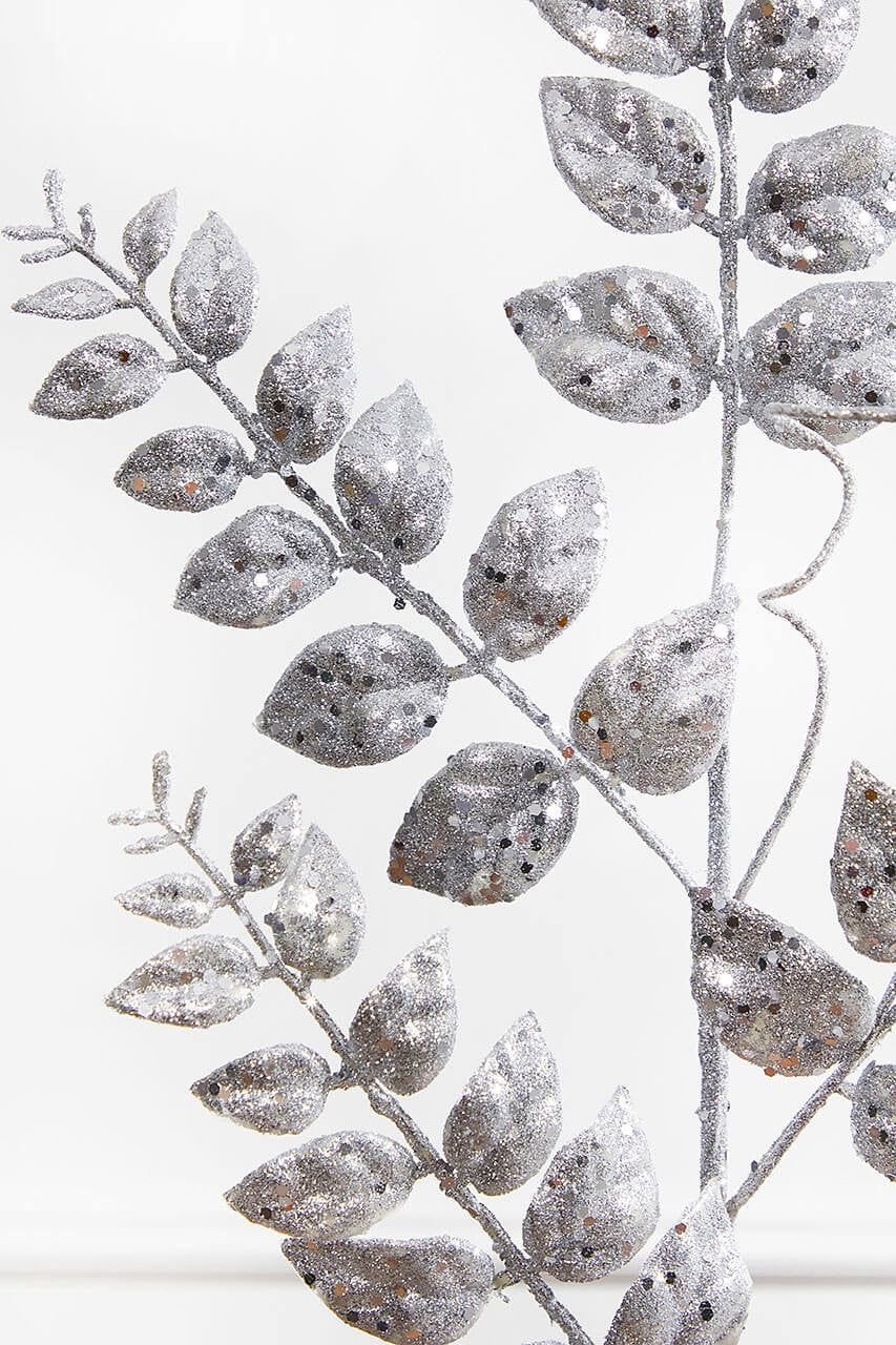 35” Glitter/Mica Later Fern Spray Silver