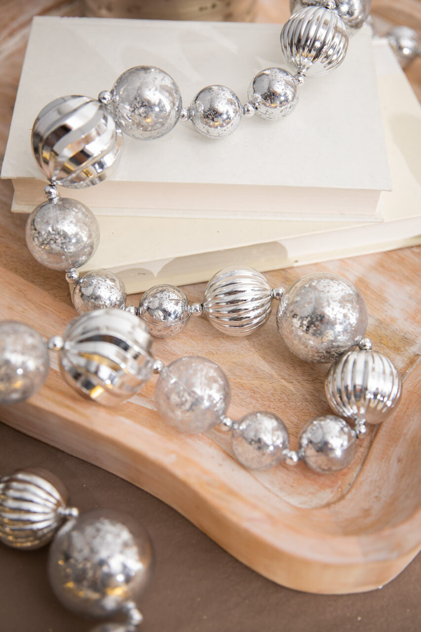 60" Silver Mercury Finish Shatterproof Ball Ornament Garland