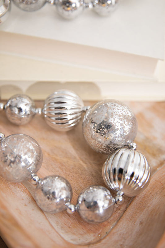 60" Silver Mercury Finish Shatterproof Ball Ornament Garland