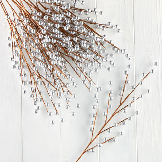 Silver Artificial Berry Sprays (Package of 12 pieces)