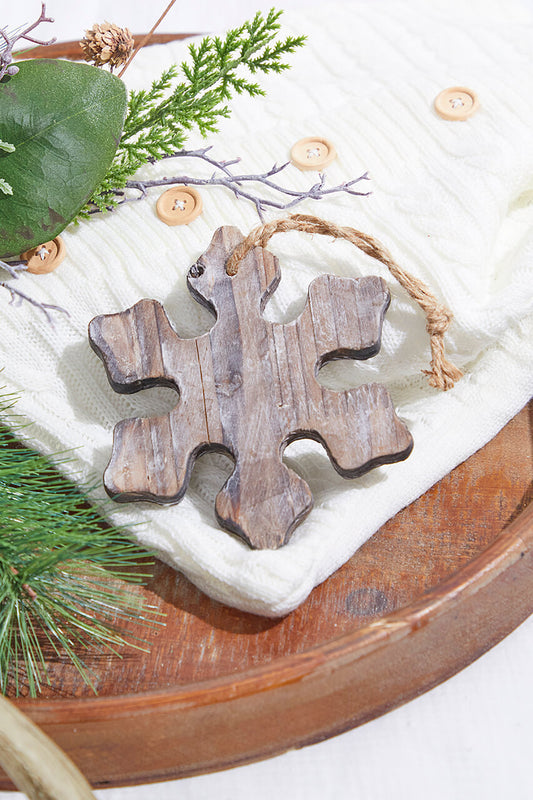 Set of Three 5.7” Wooden Snowflake Ornament