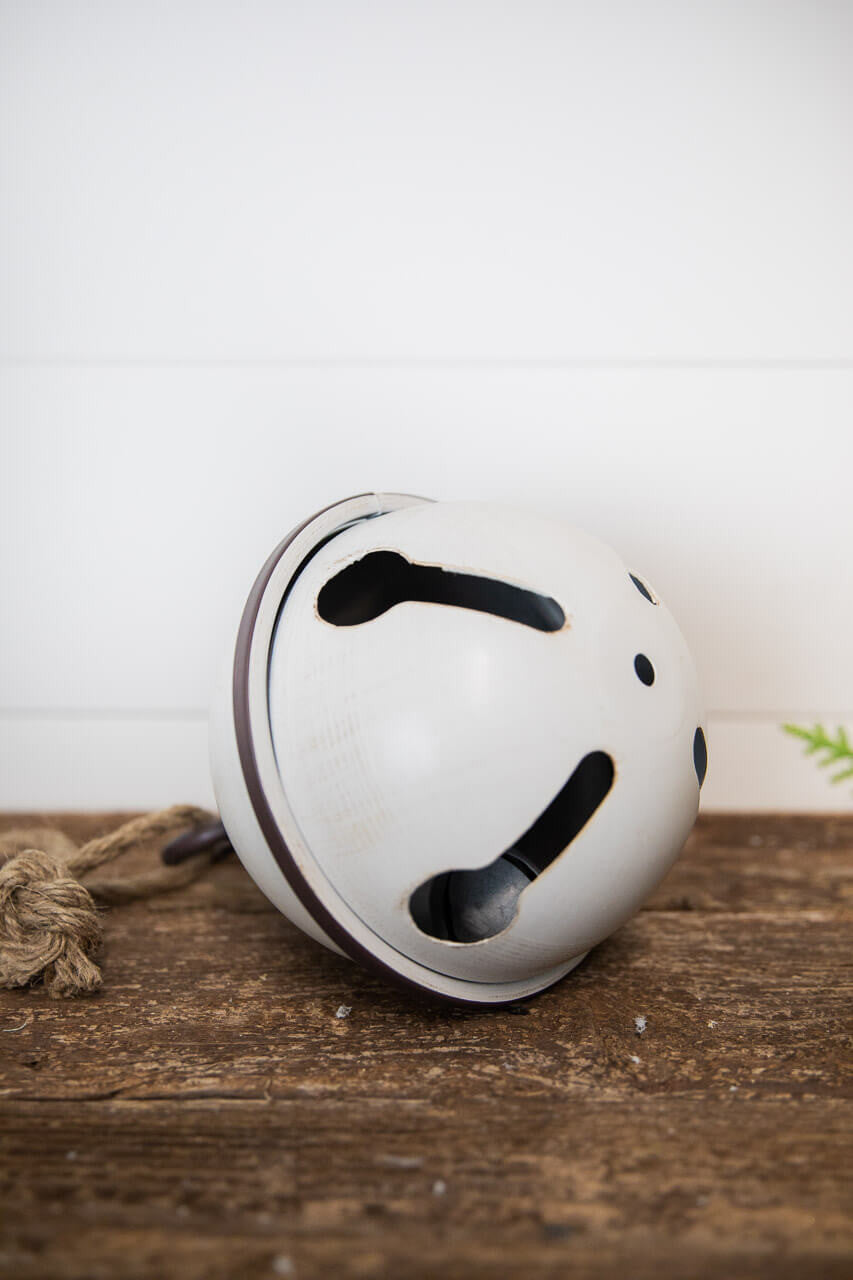 7 x 9” Oversized White Jingle Bell Ornament- Small