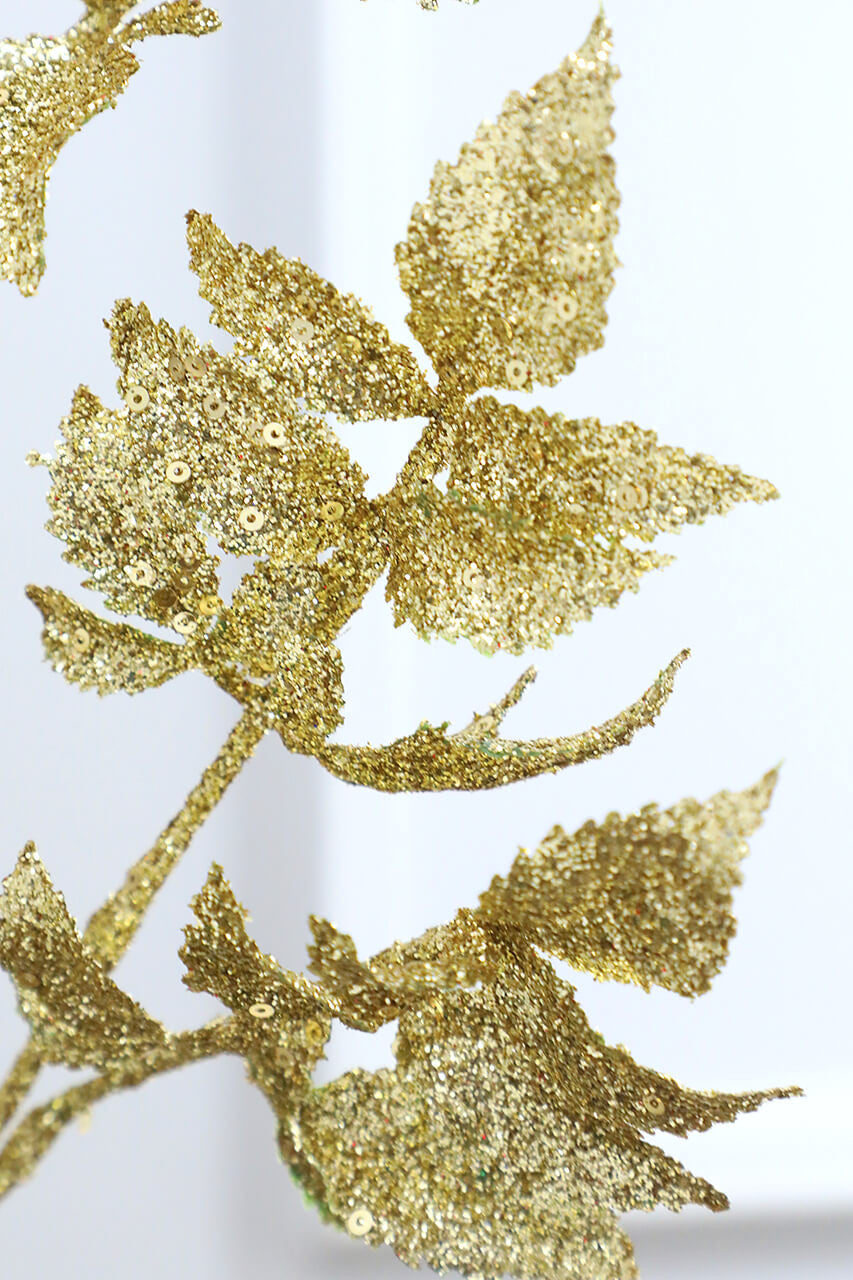 28” Gold Glitter Leaf Spray QUANTITY