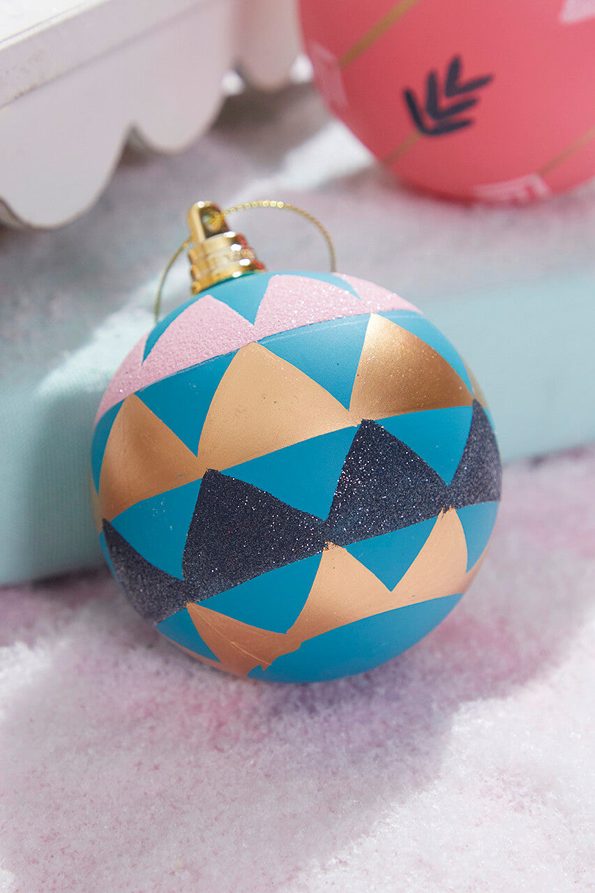 3" Blue with Triangles Ball Ornament