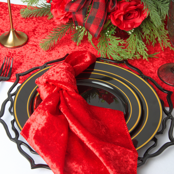 Velvet Table Runner - Red