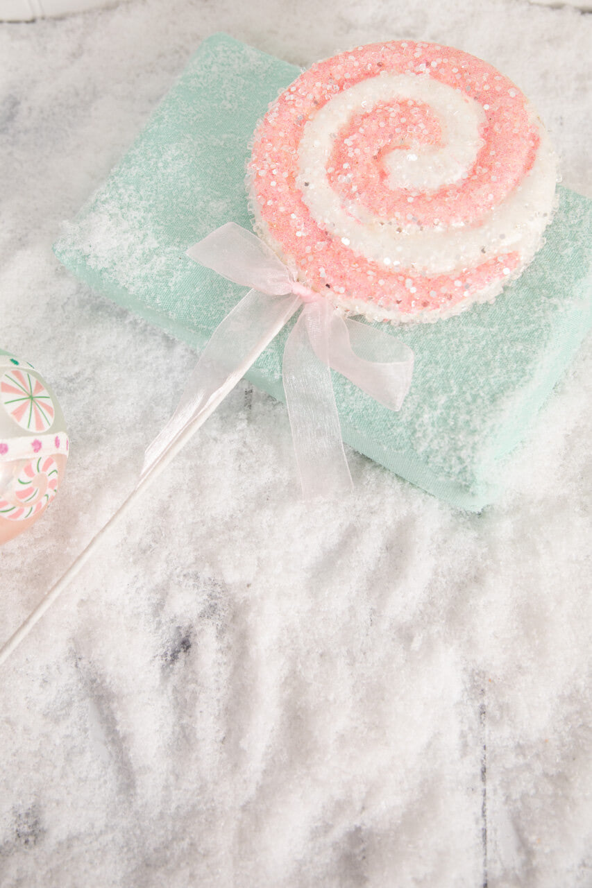 Set Of Three 21.5” Pink & White Iced Candy Lollipop Ornament