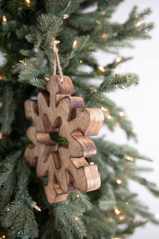 8” Wood Cutout Snowflake Ornament