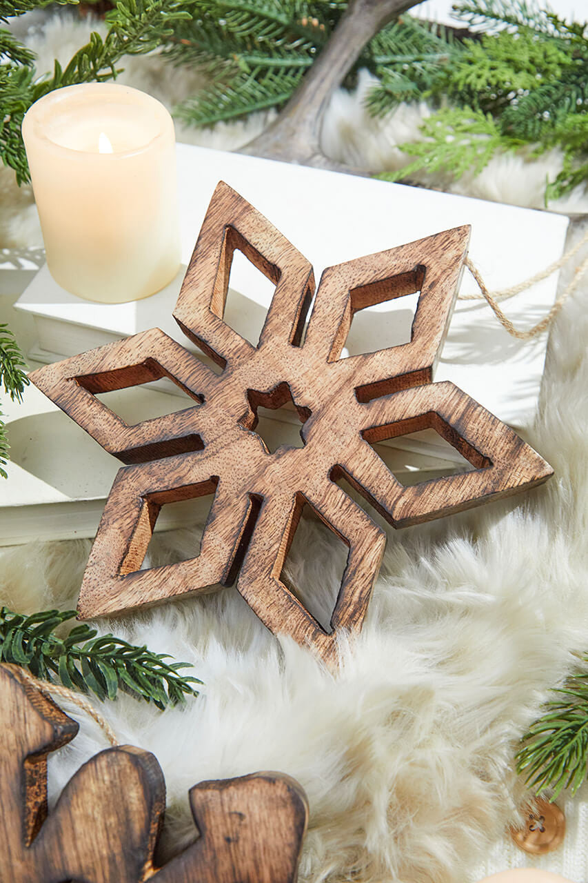 8” Wood Cutout Snowflake Ornament