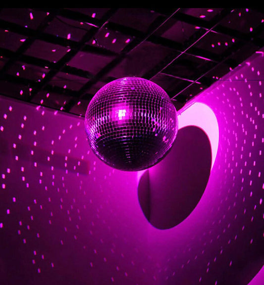16" Rotating Mirror Disco Ball Spinning Hanging Glass Mirrored Large Disco Decorations Party Groovy 70s Theme Retro Dance Christmas Motor