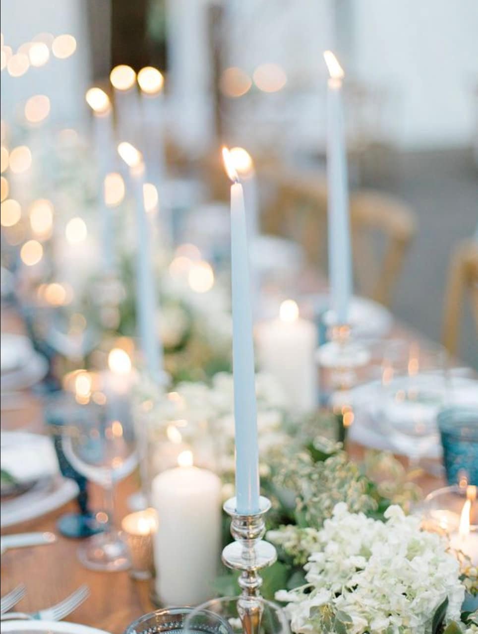 24 Dusty Blue Taper Candles Premium Long Wax Candles Unscented Romantic Wedding Party Slate Blue Votive Wholesale Sale Decoration Free Gray