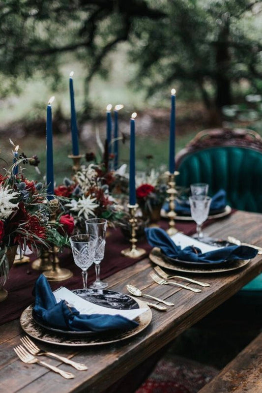 Set of 10 Navy Blue Velvet Linen Napkins 20x20