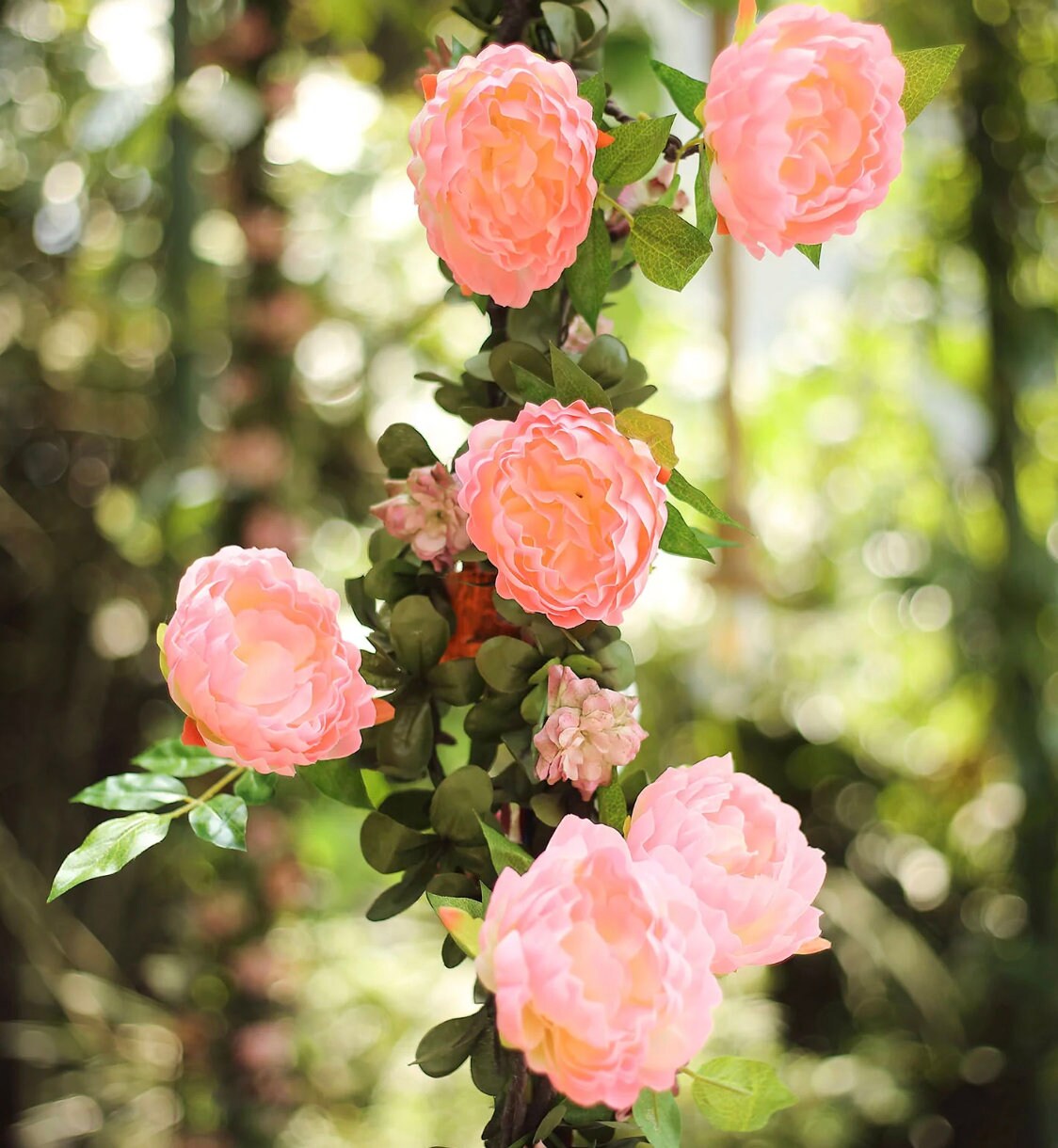 6 FT. Peony Flower Garland Vine Spring Decor Easter Floral Arrangements Wedding Ceremony Outdoor Hanging Flowers Pink Red White Ivory