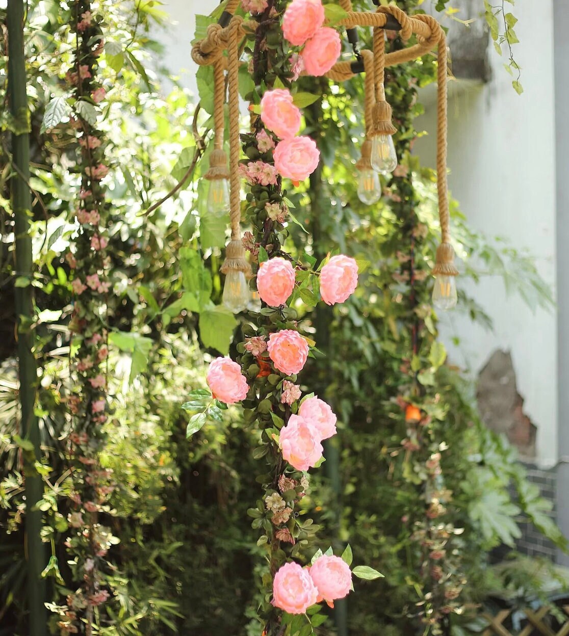 FOUR 6 FT. Pink Peony Garland Vine Spring Decor Easter Floral Arrangements Wedding Ceremony Outdoor Hanging Flowers Pink Faux Rose Gold Sale