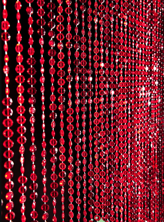 3 X 6 FT Red Crystal Curtain Beaded Diamond Sparkly Hanging Crystals Backdrop Draping Wedding Event Reception Outdoor Decoration Valentines