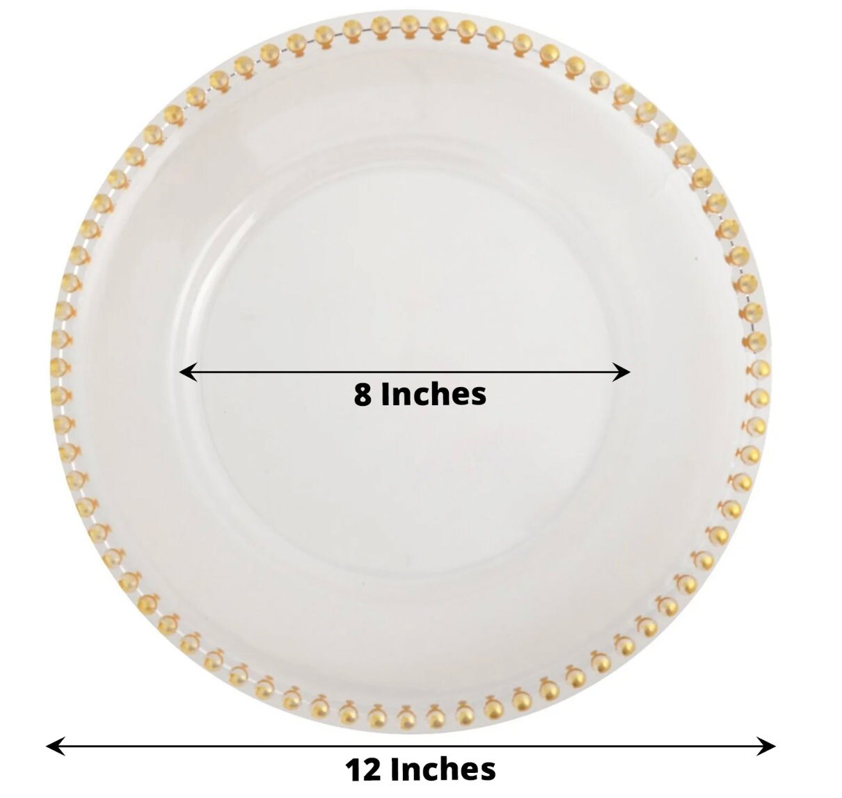 SIX 12" Gold Beaded Charger Plates Clear Glitz Glam Tablescape Dinnerware Table Setting Wholesale Party Supplies Wedding Anniversary Sale