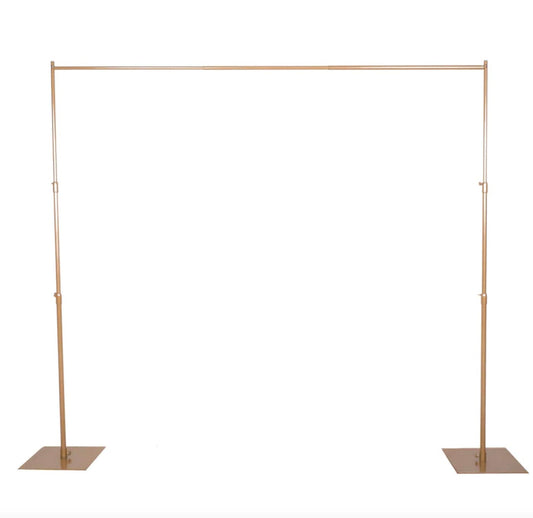10 FT. Gold Adjustable Heavy Duty Backdrop Stand Kit Steel Base Photography Studio Equipment Photo Booth Interview Portrait Picture PVC