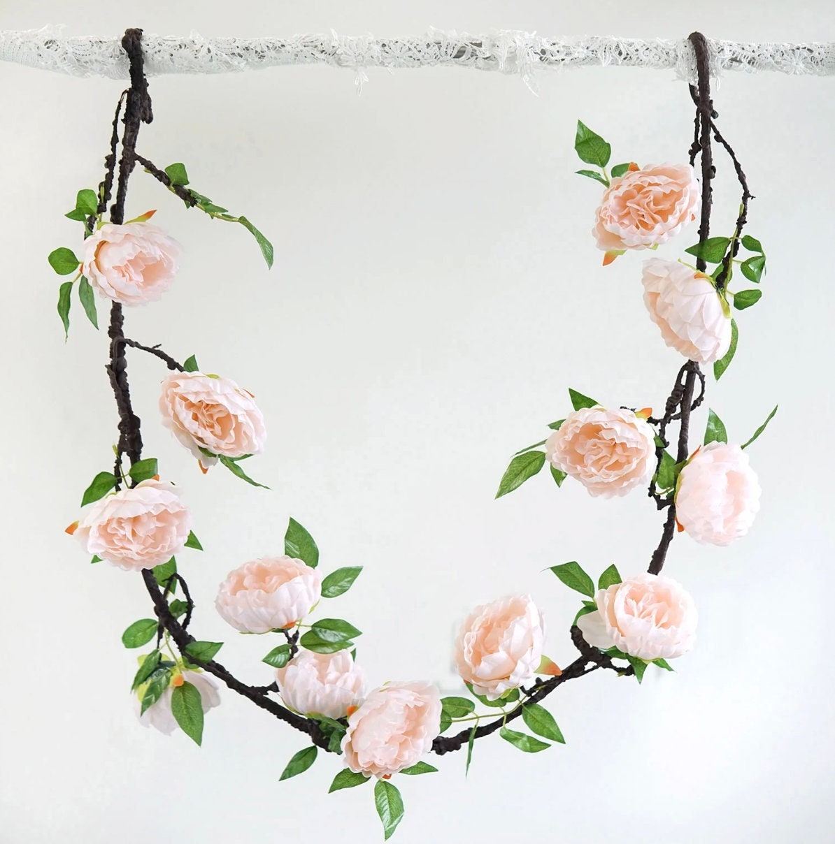 FOUR 6 FT. Blush Peony Garland Vine Spring Decor Easter Floral Arrangements Wedding Ceremony Outdoor Hanging Flowers Pink Faux Rose Gold