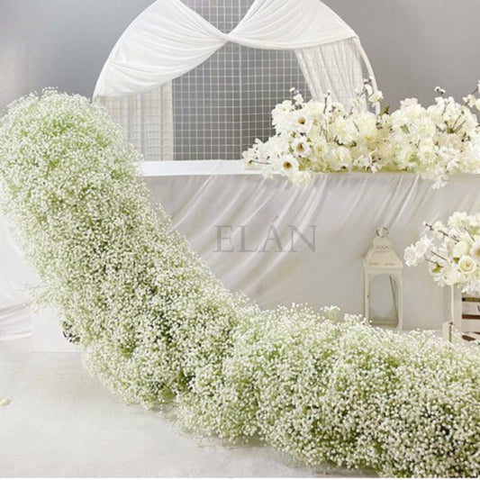 6 FT. Baby's Breath Garland White Floral Table Runner Rehearsal Dinner Bridal Shower Wedding Flowers Arrangements Artificial Gypsophila Sale