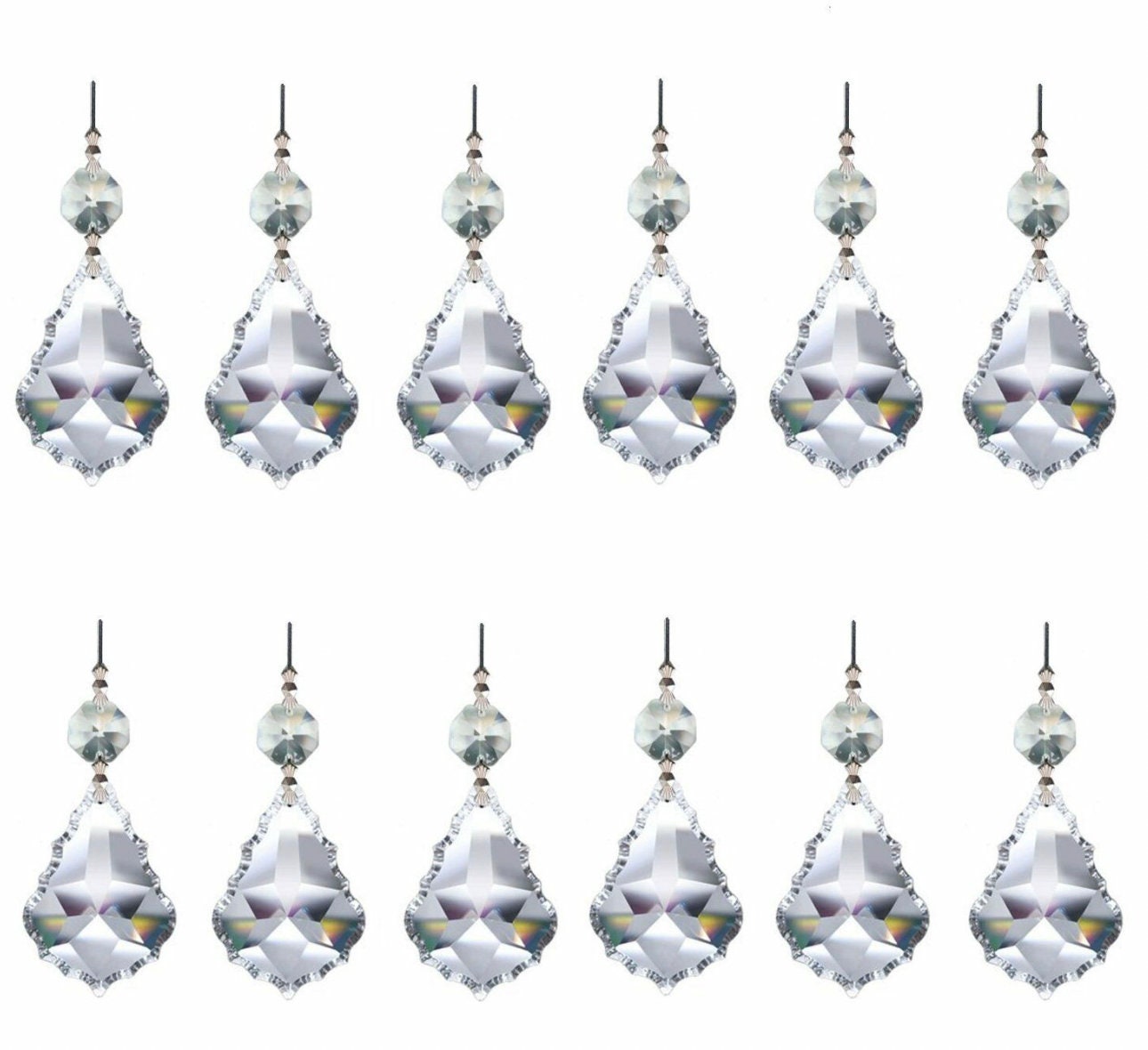 10 PCS Glass Prisms 38MM Maple Leaf Hanging Pendant Suncatcher Crystals Christmas Tree Decorations Sparkly Wedding Glass Crystal Beads 1