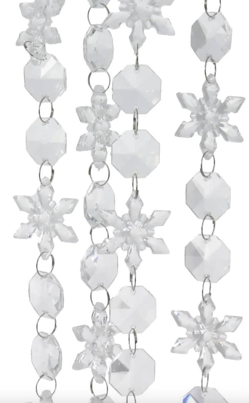6 FT. Snowflake Crystal Garland Acrylic Christmas Tree Decorations Sparkly String Sparkly Crystal Decor Wholesale Gatsby Glam Glitz Beads