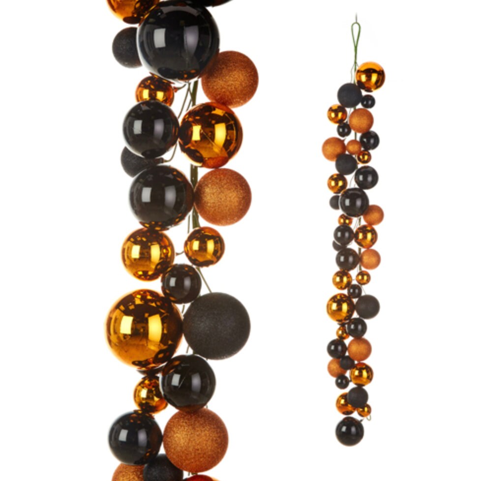 4 FT. Halloween Garland Orange Black Halloween Decor Fall Decorations Ornament String Garlands Party Fun Balls Wholesale Whimsical Autumn