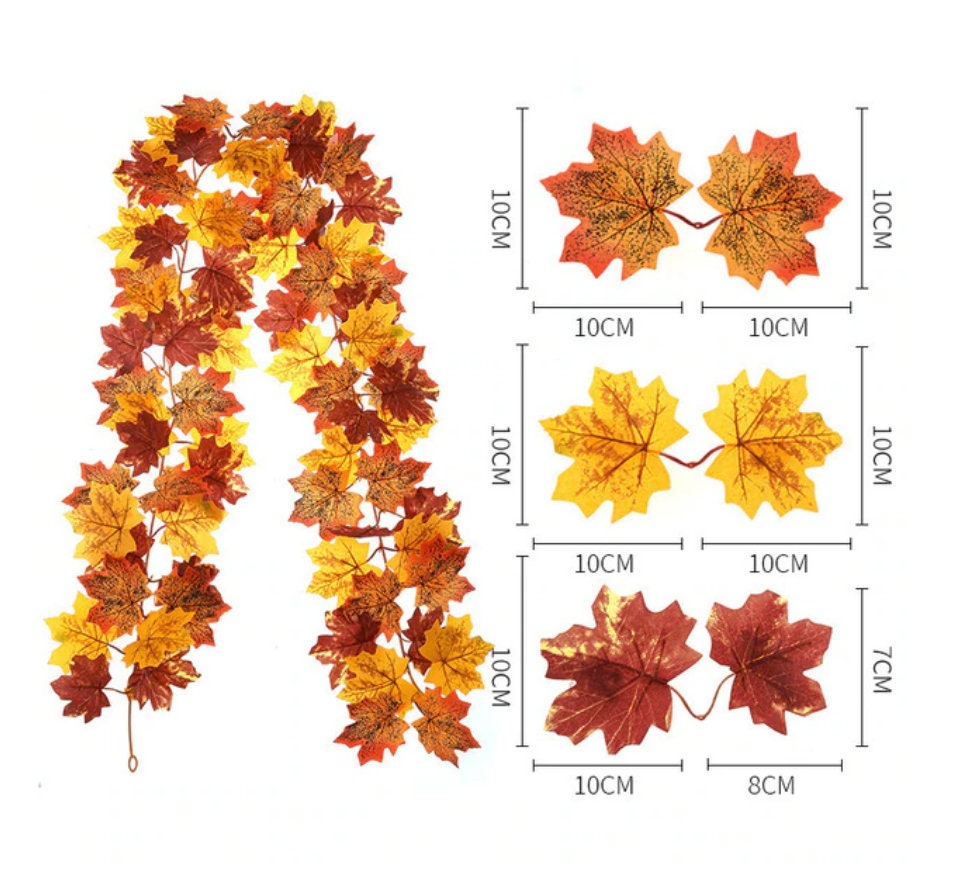 TWO 5.8 FT. Maple Leaves Autumn Garland Fall Harvest Decor Fall Decorations Orange Leaf Fireplace Mantel Wholesale Thanksgiving Decor Sale