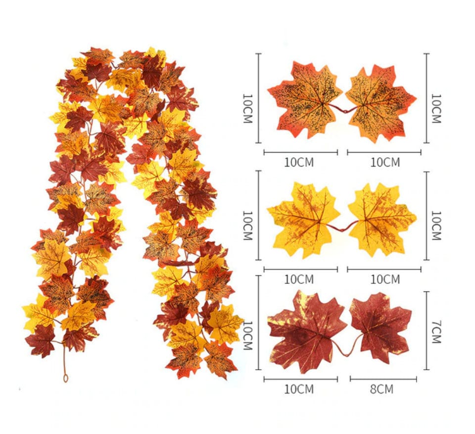 TWO 5.8 FT. Maple Leaves Autumn Garland Fall Harvest Decor Fall Decorations Orange Leaf Fireplace Mantel Wholesale Thanksgiving Decor Sale