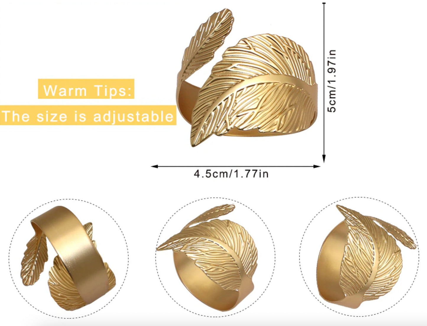TWELVE Matte Gold Leaf Napkin Rings, Harvest Table Setting, Fall Table Decor, Thanksgiving Table Decor, Gold Leaves, Fall Decor, Sale