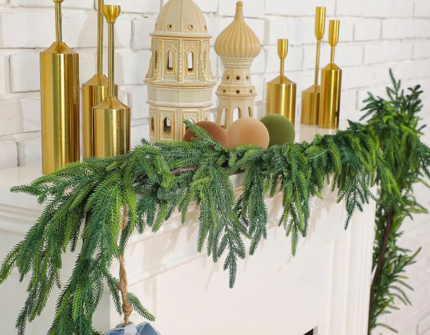 16 FT. Norfolk Pine Christmas Garland, Farmhouse Decor, Primitive Garlands, Holiday Decor, Mantle Fireplace Garland, Realistic Pine Garland