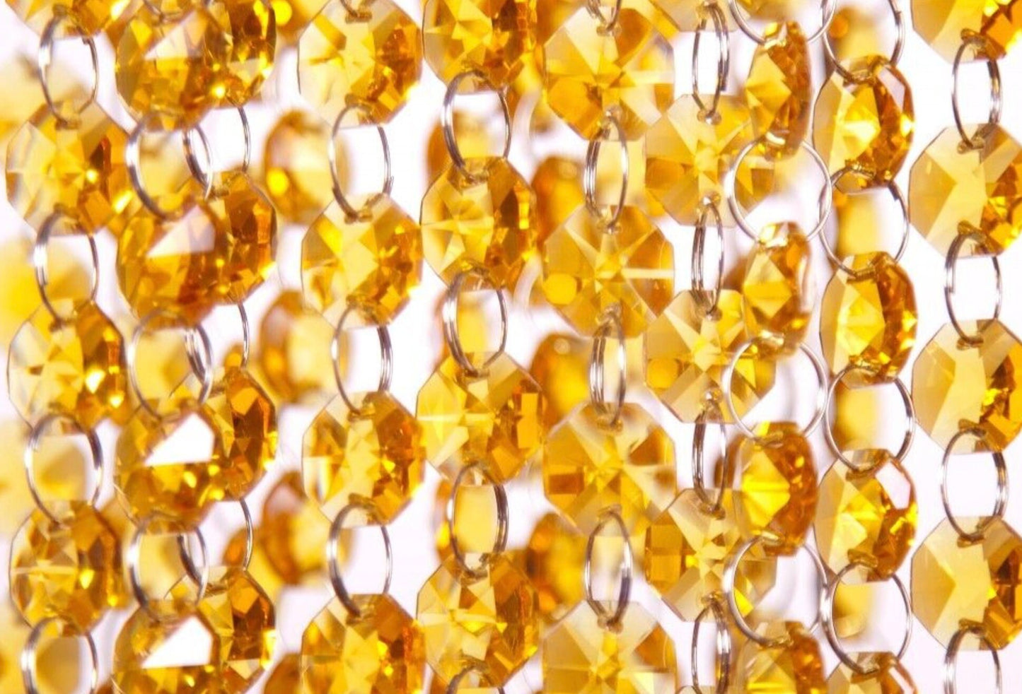 3 FT. Yellow Glass Crystal Garlands, Christmas Tree Decorations, Yellow Wholesale Crystals, Glass Bead Garland, 14mm Crystals on Rings